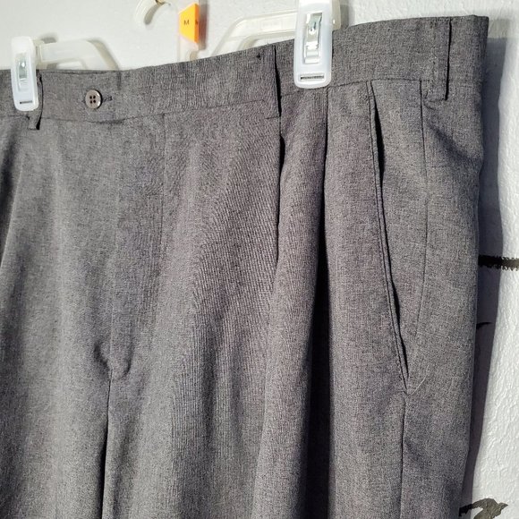 Bocaccio Uomo Regular Fit Pleated Gray Dress Pant Pleated Front Cuffed Hem - Picture 3 of 5